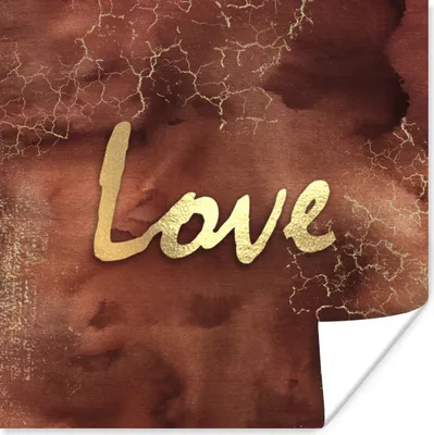 Produktbild von MuchoWow® Poster Zitat - Liebe - Braun - Gold 30x30 cm - Wandposter - Printing