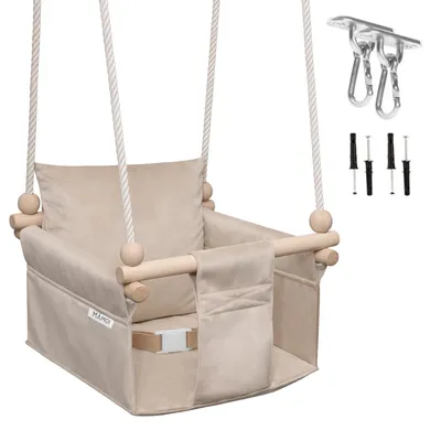 Immagine prodotto di MAMOI Altalena per bambini con cintura di sicurezza, altezza regolabile 150–190 cm, altalena per la casa, struttura stabile, seduta in velluto