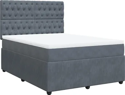 Image de vidaXL Lit boxspring avec matelas gris foncé 140x190 cm velours