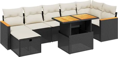 Produktbild von vidaXL 8-tlg. Garten-Sofagarnitur mit Kissen Schwarz Poly Rattan
