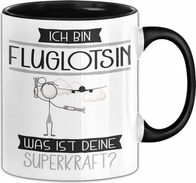 Produktbild von Fluglotsin Geschenk Tasse Ich Bin Fluglotsin Was Ist Deine Superkraft Geschenkidee Lustig Geburtstag Weihnachten (Schwarz)