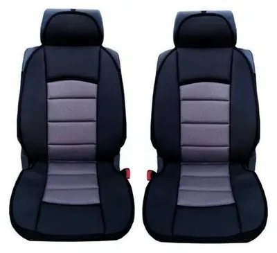 Productafbeelding van 1 + 1 universele autostoelhoes, bekleding voor de voorstoelen, massagefunctie, hoogwaardig textiel, grijs-zwart