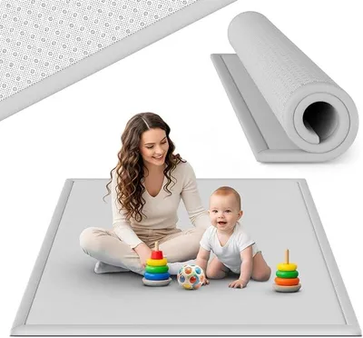 Imagen del producto de Alfombra de juego suave como la seda para bebés, niños, 200x150x3 cm, color gris