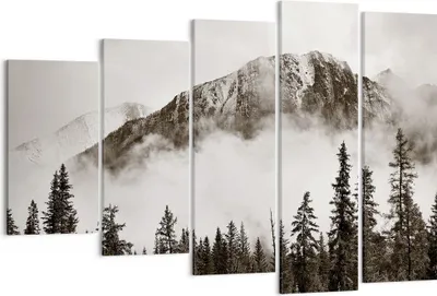 Produktbild von Bild auf Leinwand - Leinwandbild - 5 Teile - Nebel Berg Wald - 150x100cm - Wand Bild - Wanddeko - Wandbilder - Leinwanddruck - Bilder - Wanddekoration - Leinwand bilder - Wandbild - EG150x100-4936