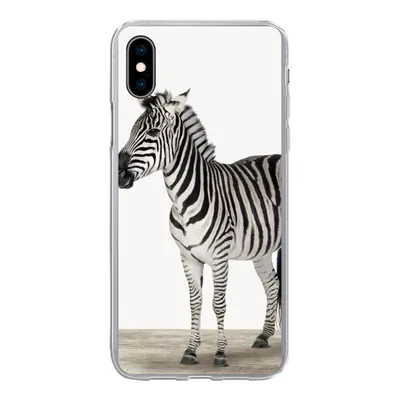 Produktbild von MuchoWow® Handyhülle Schutzhülle Hülle für iPhone Xs Zebra - Mädchen - Tiere - Kinder - Jungen Silikon Softcase Handy Hülle - Handytasche