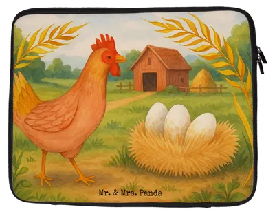 Produktbild von Mr. & Mrs. Panda Laptop Tasche Huhn Stolz Design 20 x 28 cm - Weiß - Geschenk, Bauernhof, Geburt, Magie, Spruch, Notebook, Hahn, Henne, Laptoptasche, Hülle, Laptophülle