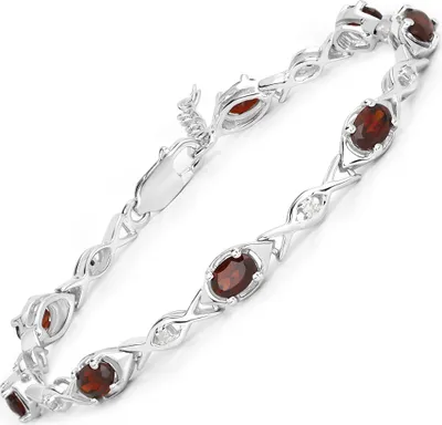 Produktbild von Vira Jewels Armband 925/- Sterling Silber 19cm weiß Granat 147260001