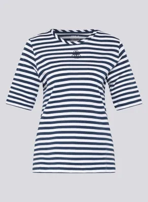 Produktbild von Rabe T-Shirt Halbarm Rundhalsausschnitt feine Streifen Dunkelblau Größe 44