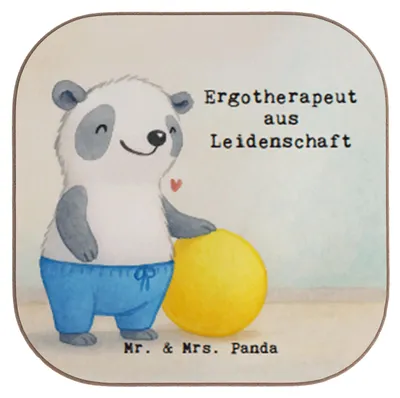 Produktbild von Mr. & Mrs. Panda Untersetzer Glas Ergotherapeut Leidenschaft Design - Weiß - Geschenk, Spruch, Tassenuntersetzer, gläseruntersetzer, Lustig, für Gläser, Beruf, Ausbildung