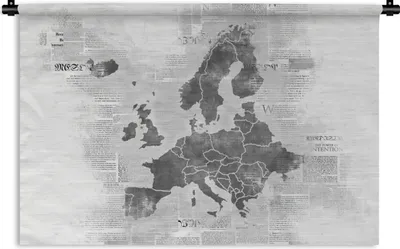 Produktbild von MuchoWow® Wandteppich Wandbehang Eurocard auf Zeitungspapier - schwarz und weiß 90x60 cm Tapisserie Dekoration Wandtuch - Wandskulpturen - Bildteppich