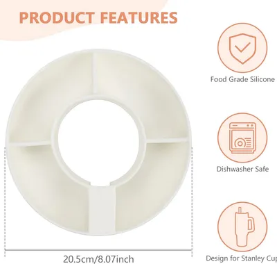 Produktbild von Snackschale für Becher, Silikon-Snackschale, kompatibel mit Stanley Cup 1,2 l, wiederverwendbarer Snackring für Stanley Cup Zubehör(Weiß)