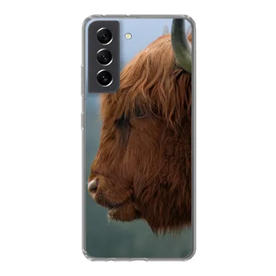 Produktbild von MuchoWow® Handyhülle Schutzhülle Hülle für Samsung Galaxy S21 FE Schottische Highlander - Tiere - Nebel Silikon Softcase Handy Hülle - Mobiltelefonhülle
