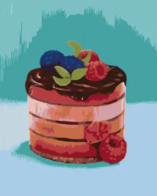 Produktbild von Zuty - Malen nach Zahlen - HIMBEERTORTE MIT SCHOKOLADE (MYROSLAVA VOLOSCHUK), 40x50 cm, mit Keilrahmen (bereits gespannt)