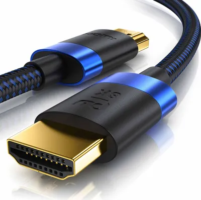 Produktbild von Primewire - 4m High Speed 8K HDMI Kabel 2.1 mit Ethernet ARC 3D 4K Ultra HD 7680x4320 @ 120 Hz PS4 360 TV OLED PC Laptop Beamer Monitor - Schwarz/Blau