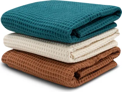 Produktbild von Waffelpique 3er Set je 0,5m x 1,5m Waffel Stoff 100% Baumwollstoff  DIY Nähstoff Dekostoff zum Nähen Set25