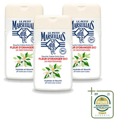 Obrázek produktu pro 3 kusy sprchového gelu Le Petit Marseillais, vůně pomerančového květu, hydratační, 250 ml, balení