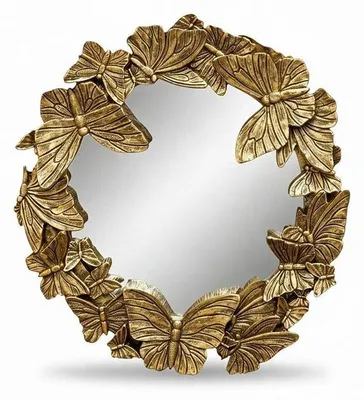 Spiegel mit goldenen Schmetterlingen, 29 cm, Wanddeko