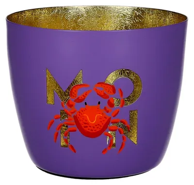 Produktbild von Gift Company Madras Windlicht M Moin/Hummer lila/gold 8,5cm