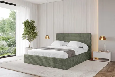 Produktbild von ALTDECOR Polsterbett mit Bettkasten  - ALOVA - 140x200  Cord - Olive - Bett ohne Matratze - Doppelbett mit Stauraum und Latternrost - Boxbett mit Kopfteil