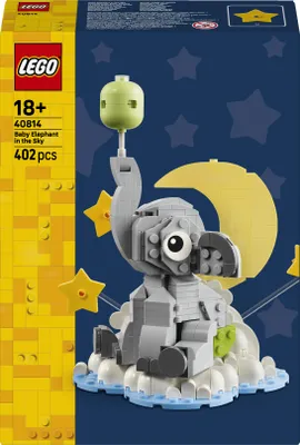 Imagen del producto de LEGO Elefante Bebé Flotante: Set de construcción para adultos. Modelo de animal con figura y accesorios para decorar la habitación. Idea de regalo para padres por el nacimiento de un bebé. Número de producto: 40814