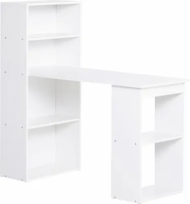 Produktbild von Fortuna Lai Schreibtisch Küchentisch mit Regal 120x55cm Computertisch Laptoptisch Arbeitstisch in Weiß für Büro & Home Office