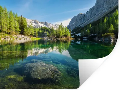 Produktbild von MuchoWow® Wandtattoo Wandsticker Wandaufkleber Wasser - Berge - Felsen 120x90 cm Selbstklebend und Repositionierbar - Aufkleber