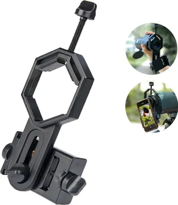 Produktbild von Halterung fuer Mobiltelefon-Teleskopadapter Halterung aus Aluminiumlegierung und Kunststoff Multifunktions-Universal fuer astronomisches binokulares monokulares Spektivmikroskop Schwarz