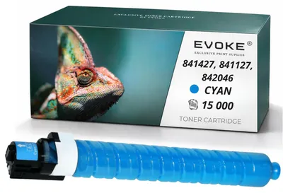 Obrázok produktu pre Kompatibilná tonerkartuša Evoke pre tlačiarne Ricoh MPC-3001, 3501C, 841427, 841127, 842046, farba: azúrová, výtlačnosť: 15 000 strán, kompatibilná s modelmi Aficio MP C3001, C3300, C3501
