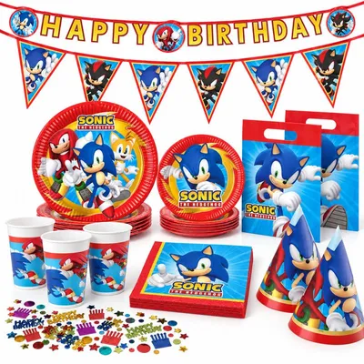 Produktbild von Sonic XL Partyset zum Kindergeburtstag Geburtstagsdeko Pappteller Becher Servietten