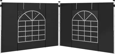Produktbild von Seitenwände für 3 x 3/ 3 x 6 m Pavillon, Seitenplanen mit Fenster, Tür, Ersatzwände für Partyzelt, Oxfordstoff, Schwarz