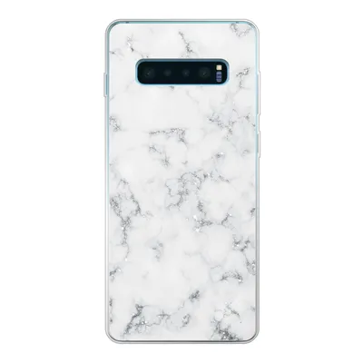 Produktbild von MuchoWow® Handyhülle Schutzhülle Hülle für Samsung Galaxy S10 Plus Marmor - Weiß - Silber - Glitter - Marmoroptik - Chic Silikon Softcase Handy Hülle - Schutzhülle