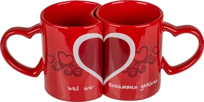 Obrázok produktu pre GiftyCity Hrnčeky pre zamilovaných, Weil wir zusammen gehören, červené, 2x 250 ml
