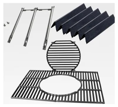 Produktbild von Ersatzteile für Weber Spirit 300 Serie mit vorderen Brennerknöpfen, 38,9 cm Flavorizer Bars, Edelstahl Brennerrohr und Gusseisen Grillrost Zubehör für Weber Spirit II E/S 310 320 Gasgrill