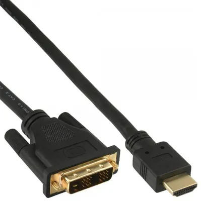 Produktbild von InLine® HDMI-DVI Kabel, schwarz / gold, HDMI Stecker auf DVI 18+1 Stecker, 2m