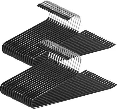 Immagine prodotto di Grucce metalliche salvaspazio per pantaloni, con estremità aperte, scanalature antiscivolo e spessore di 5 mm, ideali per pantaloni, gonne e abiti nell'armadio