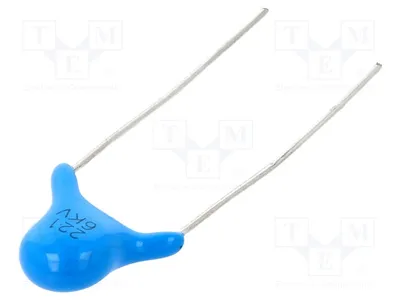 Immagine prodotto di 10 condensatori: ceramici, tolleranza 10%, tipo Y5P, capacità 220 pF, tensione 6 kV, per montaggio su circuito stampato (THT), modello CCH-220P/6000V, condensatori ceramici