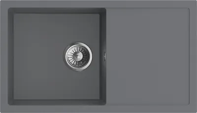 Obrázek produktu pro Žulový dřez – dřez – kuchyňský dřez – 76 x 44 cm – Moonlight Grey – vestavný dřez – vysoká kvalita – odolný proti poškrábání – elegantní design – se sifonem, ARIA 76