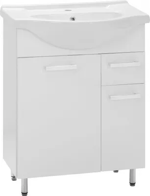 Zdjęcie produktu dla Zestaw Łazienkowy Lupo 65cm: Biała Szafka z Ceramiczną Umywalką, Model AM-LUD-650-27, Nowoczesny Design, Łatwy Montaż