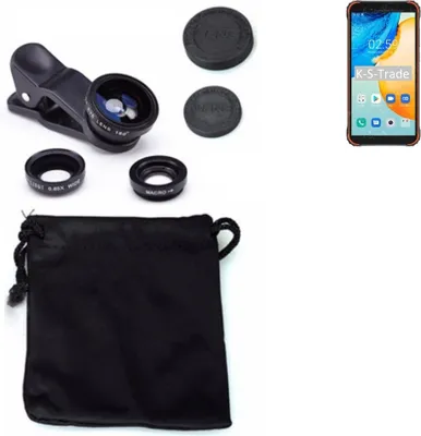 Produktbild von K-S-Trade Smartphone Kamera Linsen Set Kompatibel mit Blackview BV4900 Pro 3in1 Clip-On Kamera Adapter Macro Weitwinkel FishEye Fischauge Objektiv