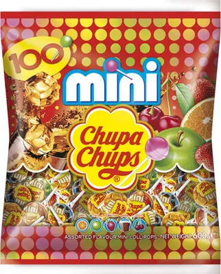 Obrázek produktu pro Chupa Chups Mini lízátko jahoda jablko pomeranč a cola 600g