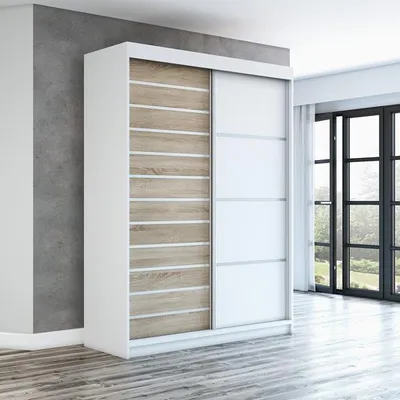 Produktbild von Schwebetürenschrank, 2-türig Schrank! Moderne Garderobe für Kleidung. Verschiedene Farben (Weiß, Schwarz, Somona) Kleiderschrank COLIN 160 cm