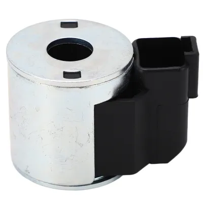 A close-up studio shot of a solenoid coil.
