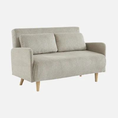 Produktbild von sweeek - 2-Sitzer-Sofa mit Cordbezug und Holzfüßen - Beige