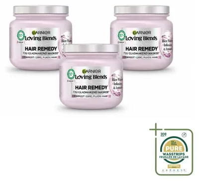 Productafbeelding van 3 x Garnier Loving Blunts Haarmasker met rijstwater - 340 ml - Voordeelverpakking - 3 stuks