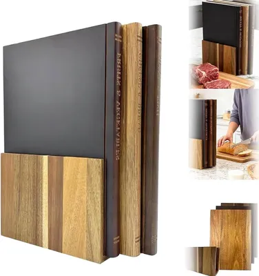 Produktbild von Set aus 3 Schneidebrettern aus Akazienholz mit Ständer