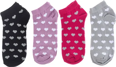 Imagen del producto de OX, paquete de 4 calcetines cortos para mujer, algodón, con estampado.