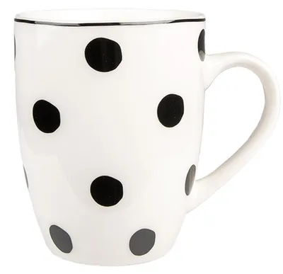 Image de Clayre & Eef Tasse 350 ml Blanc Noir Porcelaine Points