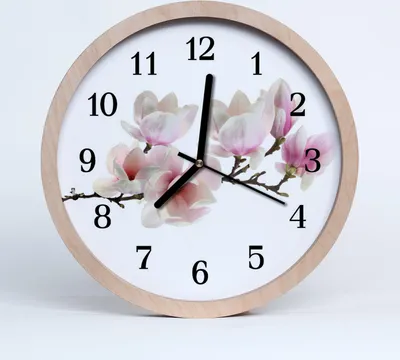 Produktbild von Holzuhr 30fi cm wanduhr - Magnolia Blumen