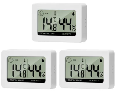 Produktbild von Thermo-Hygrometer Raumthermometer Luftfeuchtigkeitsmesser - Messbereich -20 °C bis +60 °C - Genauigkeit ± 1 °C - 3 Stück - Für Büro und Küche