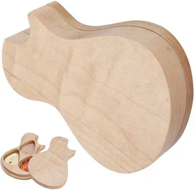 Zdjęcie produktu dla Plectrum – drewniany uchwyt na kostki do gitary – uchwyt na kostkę mocowany do palca – wykonane z klonu – solidne drewniane akcesoria – idealne dla gitarzystów – zawiera kostki
